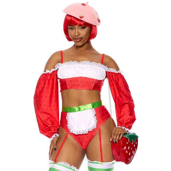 Strawberry Bag Costume Purse with Detachable Chain Strap - Picture 2 of 3